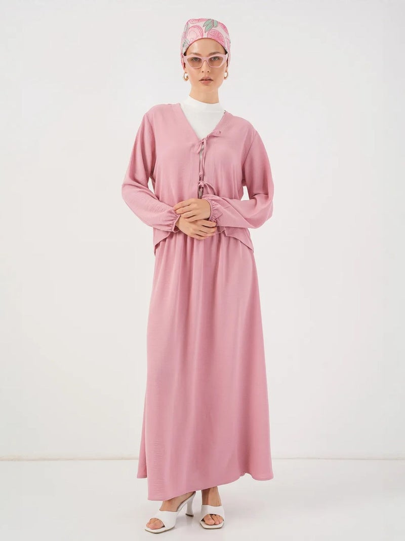 BIG DART BDART V-neck Tie Closure Blouse & Maxi Skirt Two-Piece Coord Set - Image 1